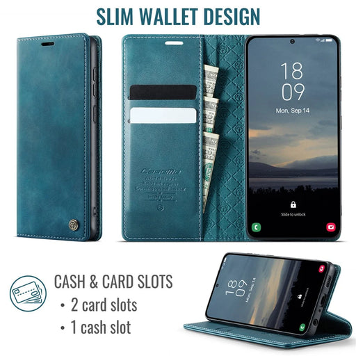 CASEME For Samsung Galaxy A52s 5G / Galaxy A52 4G / Galaxy A52 5G Case  033 Series RFID Blocking Wallet Stand Calf Texture Leather Phone Cover - Green - 2