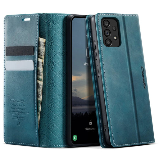 CASEME For Samsung Galaxy A53 5G Case  033 Series RFID Blocking Wallet Stand Calf Texture Leather Phone Cover - Green - 1