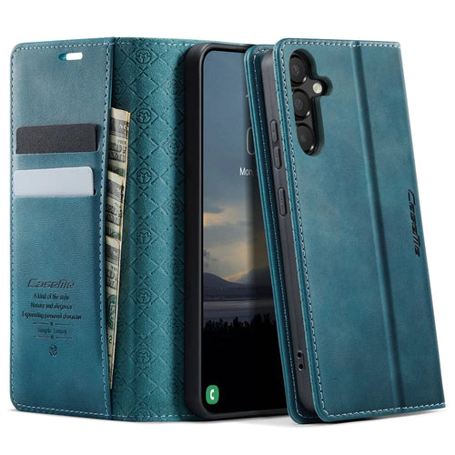 CASEME For Samsung Galaxy A54 5G Case  033 Series RFID Blocking Wallet Stand Calf Texture Leather Phone Cover - Green - 1