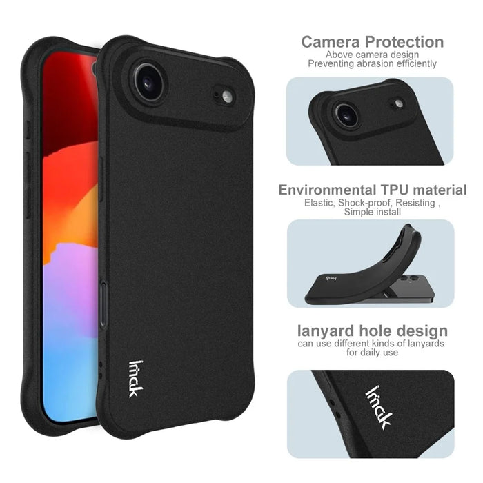 IMAK For iPhone Air Case TPU Phone Cover Airbag Shockproof Protection - Matte Black - 5