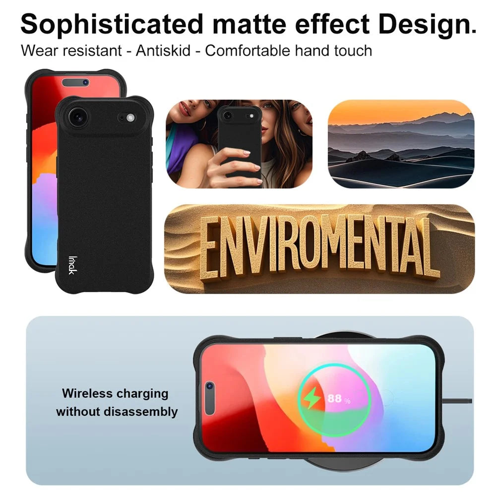 IMAK For iPhone Air Case TPU Phone Cover Airbag Shockproof Protection - Matte Black - 6