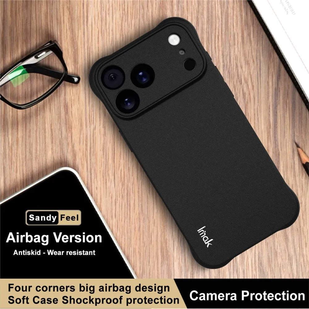 IMAK For iPhone 17 Pro Max Case TPU Phone Cover Airbag Shockproof Protection - Matte Black - 6