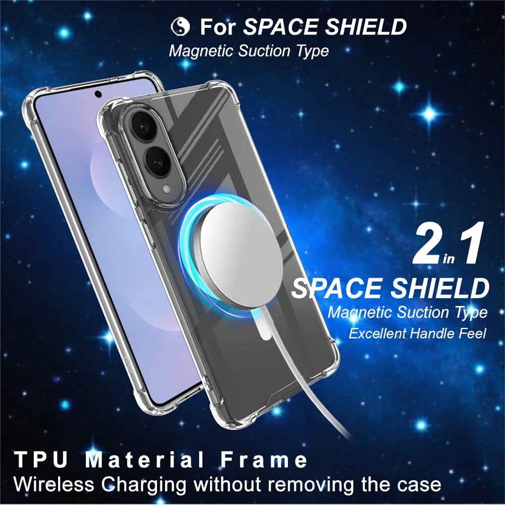 IMAK For Samsung Galaxy S25 Edge Magnetic Case Shockproof PC TPU Clear Phone Cover - 4