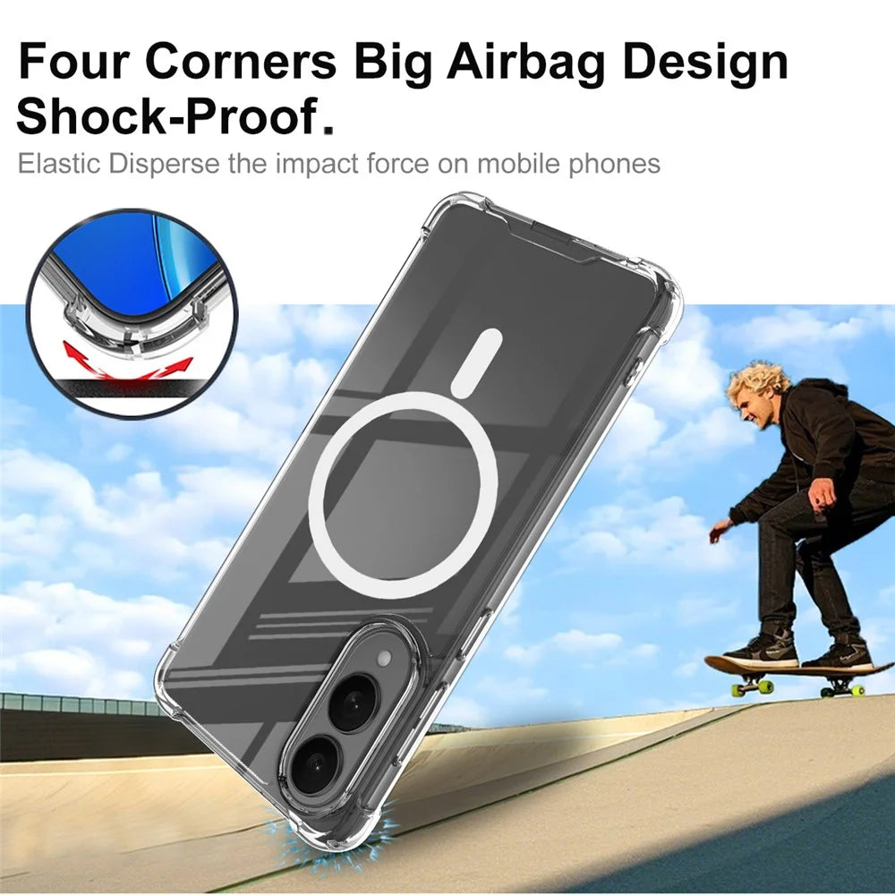 IMAK For Samsung Galaxy S25 Edge Magnetic Case Shockproof PC TPU Clear Phone Cover - 5