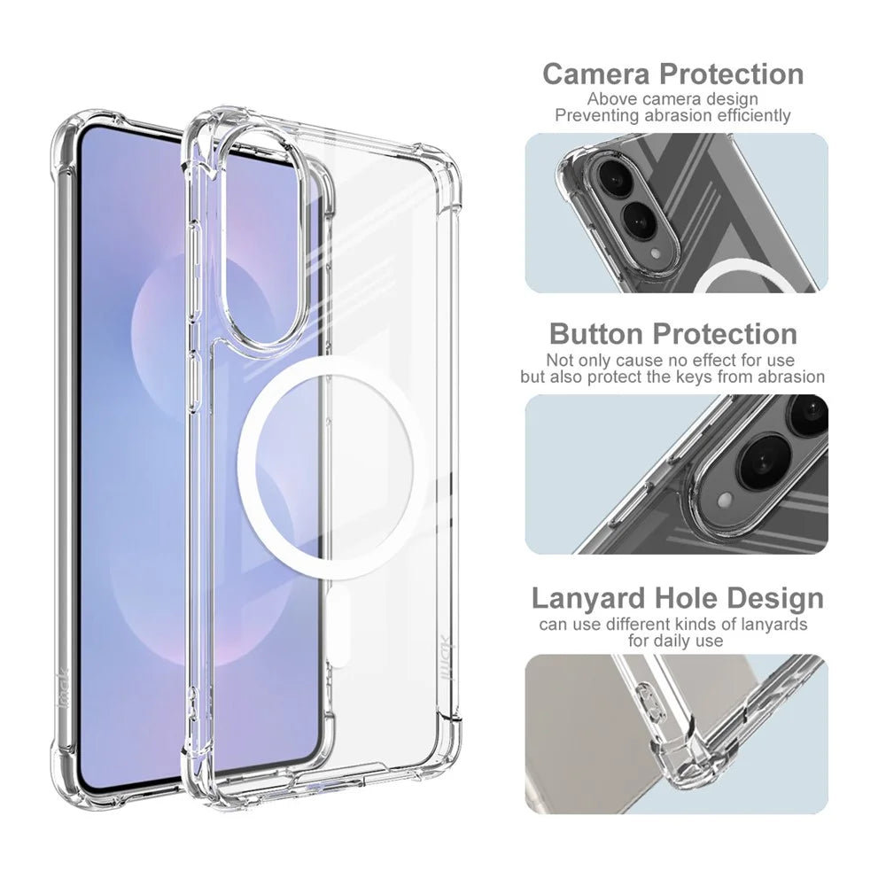 IMAK For Samsung Galaxy S25 Edge Magnetic Case Shockproof PC TPU Clear Phone Cover - 6