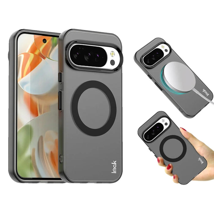IMAK For Google Pixel 10 / 10 Pro Magnetic Case Candy Color Anti Drop TPU + PET Back Cover - Black - 1