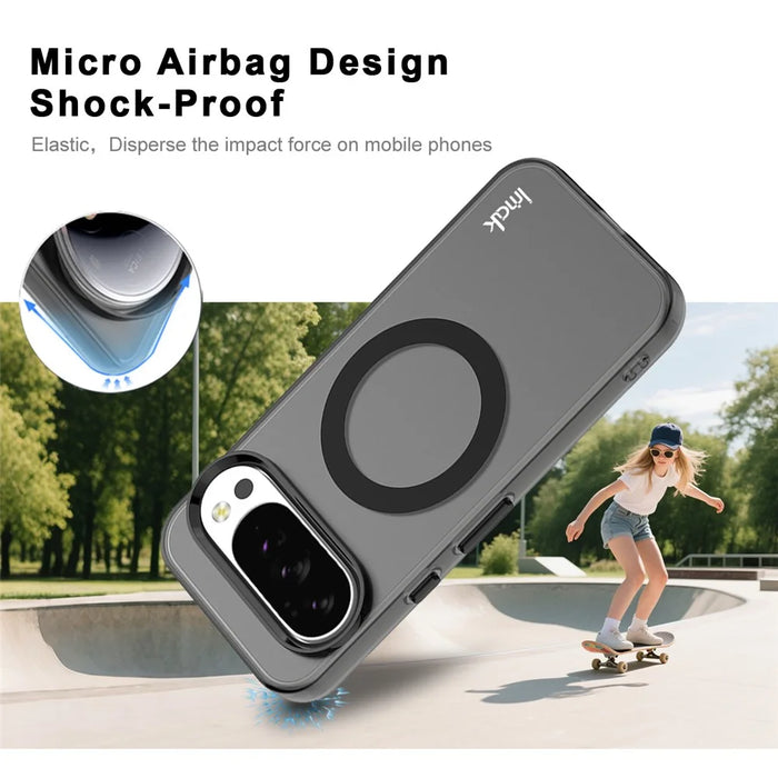 IMAK For Google Pixel 10 / 10 Pro Magnetic Case Candy Color Anti Drop TPU + PET Back Cover - Black - 4