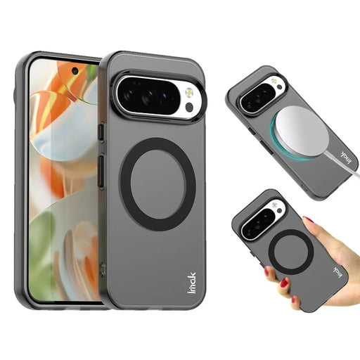 IMAK For Google Pixel 10 Pro XL Magnetic Case Candy Color Anti Drop TPU + PET Back Cover - Black - 1