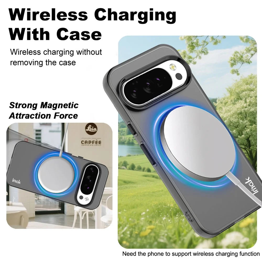 IMAK For Google Pixel 10 Pro XL Magnetic Case Candy Color Anti Drop TPU + PET Back Cover - Black - 3