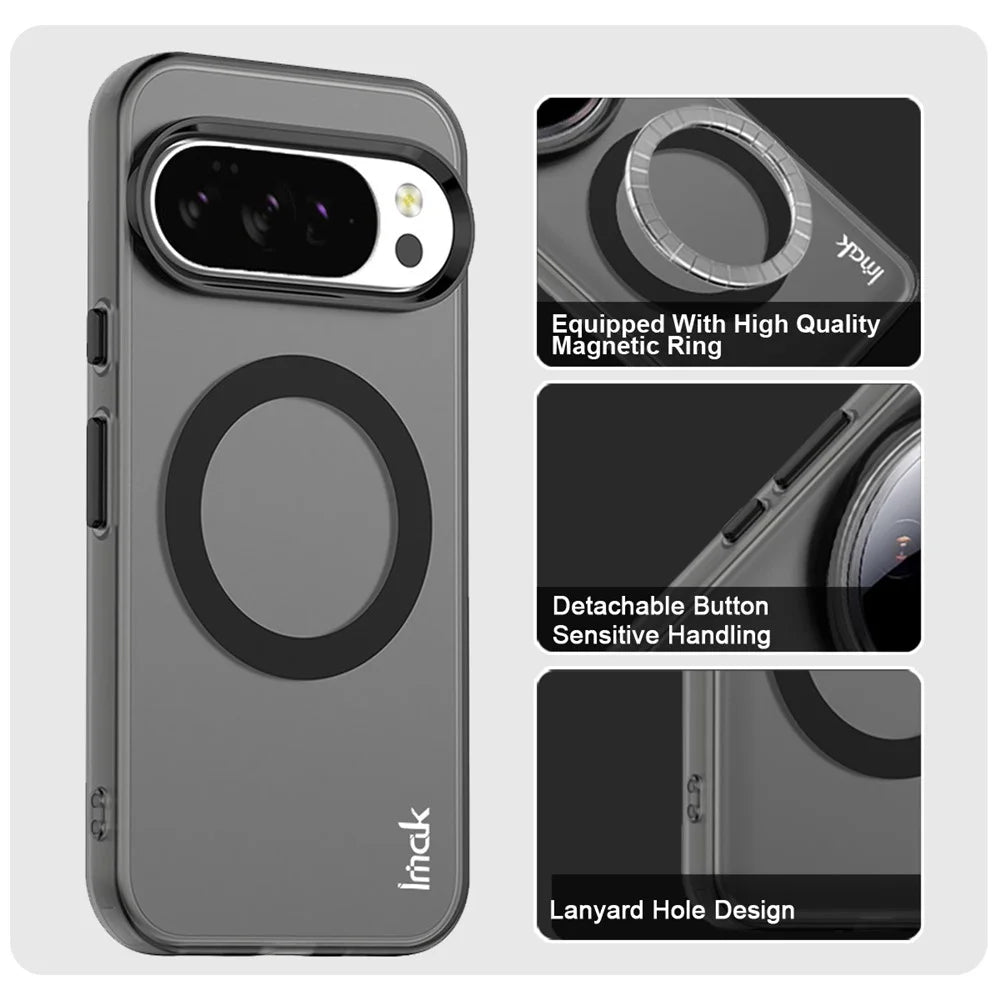 IMAK For Google Pixel 10 Pro XL Magnetic Case Candy Color Anti Drop TPU + PET Back Cover - Black - 5