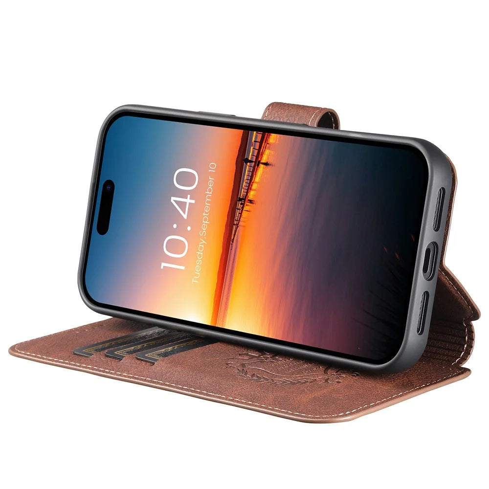 SUTENI Q-05 For iPhone 16 Pro Max Case Detachable Wallet Stand Litchi Texture Leather Flip Phone Cover - Brown - 5