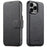 SUTENI Q-05 For iPhone 15 Pro Max Case Detachable Wallet Stand Litchi Texture Leather Flip Phone Cover - Black - 1