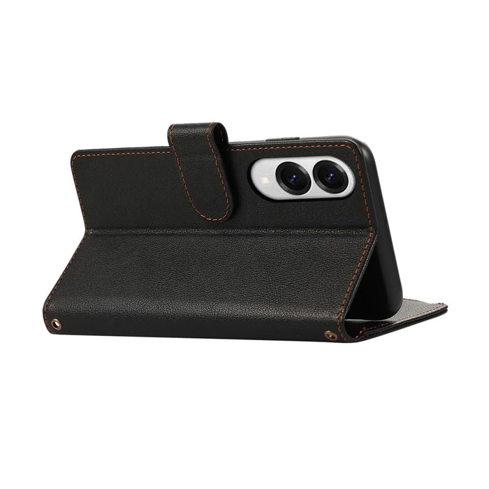 For Samsung Galaxy S25 Edge Case Multi Card Slots Zipper Leather Phone Cover with Shoulder Strap / Wrist Strap - Black - 4