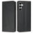 For Samsung Galaxy A56 5G Wallet Case Line Imprinted Leather Stand Phone Cover with Wrist Strap - Black - 1