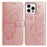 For iPhone 16 Pro Case Butterfly Imprinted Wallet Stand PU Leather Flip Phone Cover with Strap - Rose Gold - 1