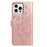 For iPhone 16 Pro Case Butterfly Imprinted Wallet Stand PU Leather Flip Phone Cover with Strap - Rose Gold - 5