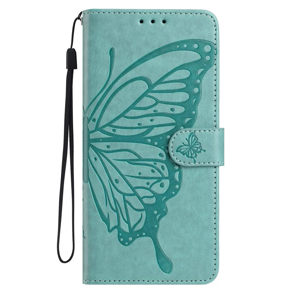For Samsung Galaxy M56 5G Case Butterfly Imprinted Wallet Stand PU Leather Flip Phone Cover with Strap - Green - 4