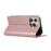 For iPhone 16 Pro Max Case RFID Blocking Wallet Stand Rhombus Leather Phone Cover with Wrist Strap - Rose Gold - 4