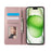 For iPhone 16 Case RFID Blocking Wallet Stand Rhombus Leather Phone Cover with Wrist Strap - Rose Gold - 2