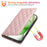 For iPhone 15 Pro Max Case RFID Blocking Wallet Stand Rhombus Leather Phone Cover with Wrist Strap - Rose Gold - 5