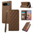 For Google Pixel 9 / 9 Pro Case RFID Blocking Wallet Stand Rhombus Leather Phone Cover with Wrist Strap - Brown - 1