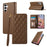 For Samsung Galaxy A56 5G Case RFID Blocking Wallet Stand Rhombus Leather Phone Cover with Wrist Strap - Brown - 1