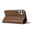 For Samsung Galaxy A56 5G Case RFID Blocking Wallet Stand Rhombus Leather Phone Cover with Wrist Strap - Brown - 4