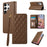 For Samsung Galaxy S24 Ultra Case RFID Blocking Wallet Stand Rhombus Leather Phone Cover with Wrist Strap - Brown - 1