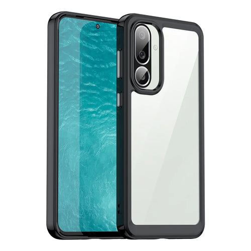 For Samsung Galaxy M56 5G / F56 5G Case TPU + Acrylic Protective Clear Phone Cover - Black - 1