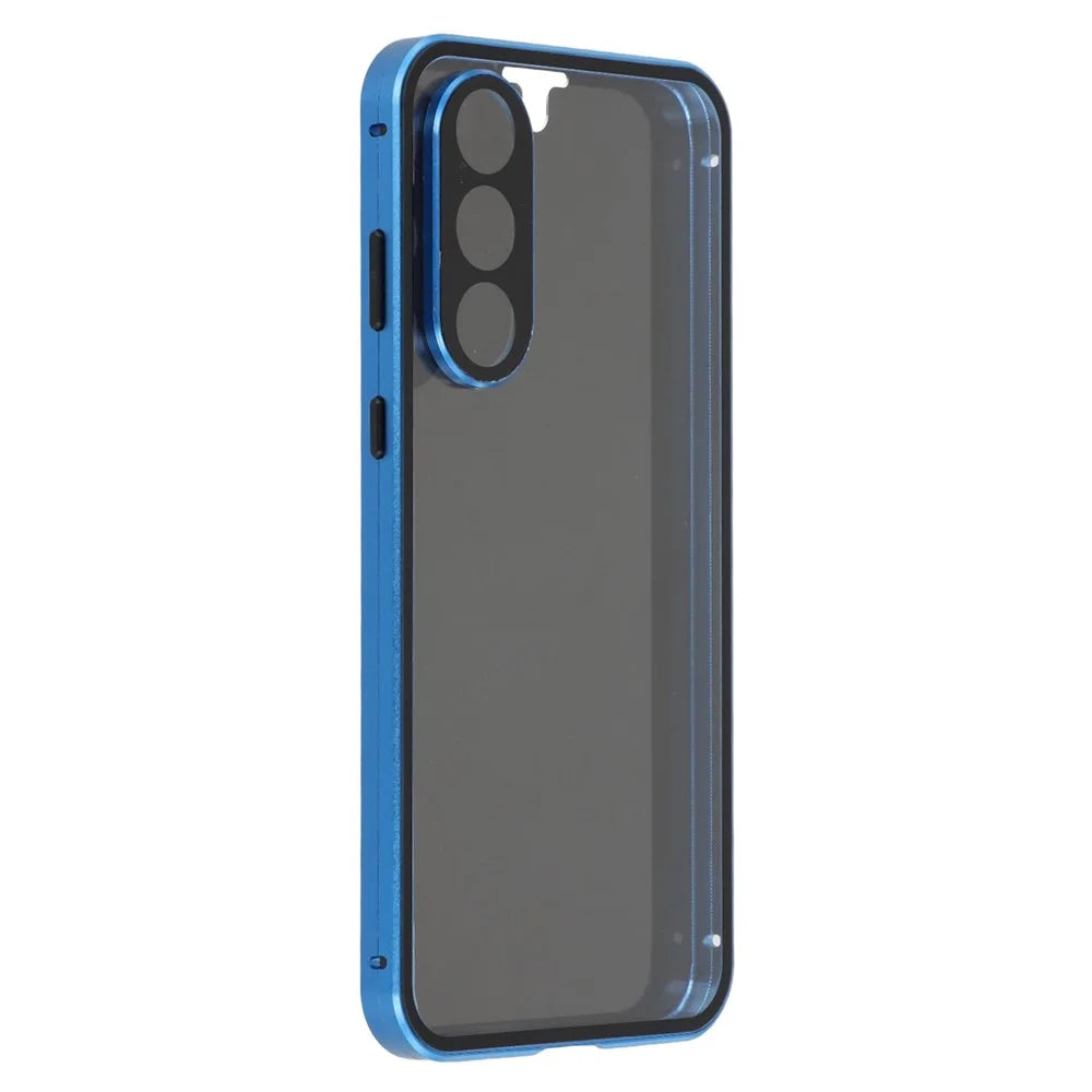 For Samsung Galaxy A56 5G Case with Anti-Spy Screen Protector  /  Lens Film Tempered Glass Metal Phone Cover - Dark Blue - 2