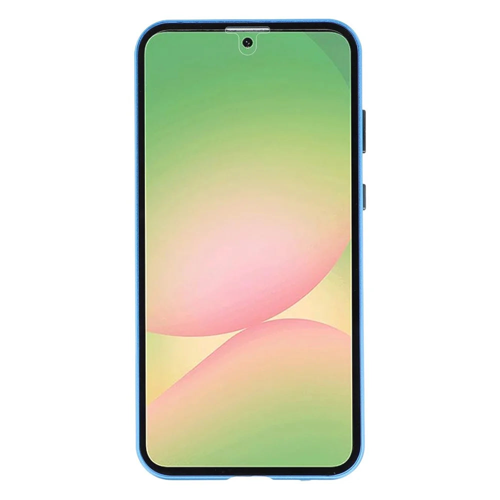 For Samsung Galaxy A56 5G Case with Anti-Spy Screen Protector  /  Lens Film Tempered Glass Metal Phone Cover - Dark Blue - 3