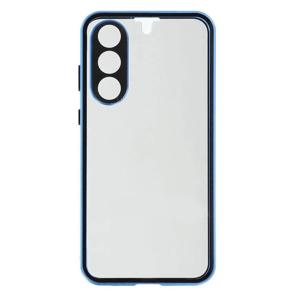 For Samsung Galaxy A56 5G Case with Anti-Spy Screen Protector  /  Lens Film Tempered Glass Metal Phone Cover - Dark Blue - 4