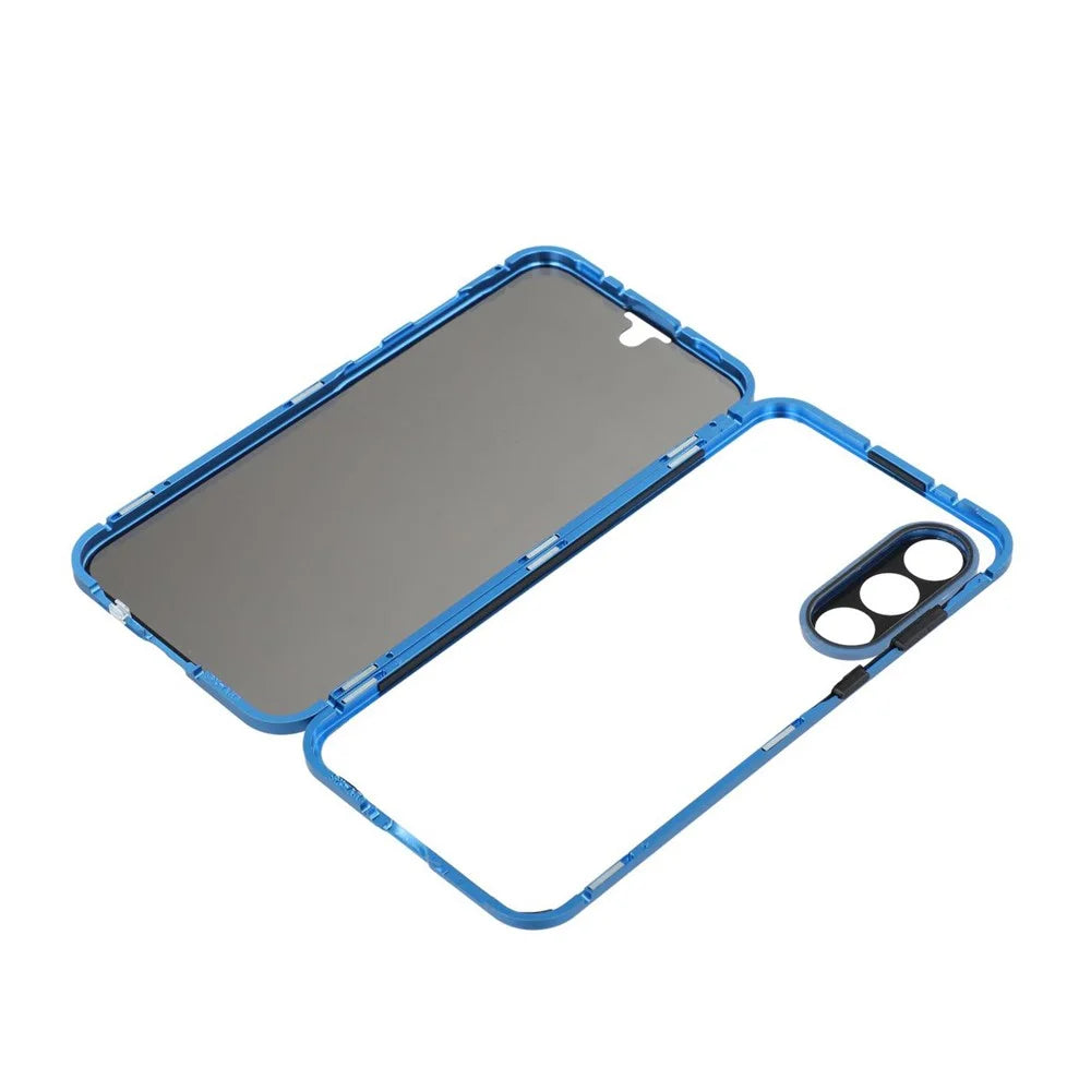 For Samsung Galaxy A56 5G Case with Anti-Spy Screen Protector  /  Lens Film Tempered Glass Metal Phone Cover - Dark Blue - 7
