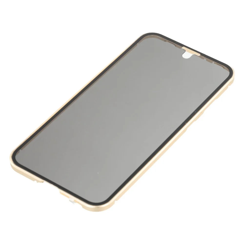 For Samsung Galaxy A56 5G Double-Sided Tempered Glass Phone Cover with Anti-Spy Screen Protector Magnetic Adsorption Metal Frame - Gold - 5