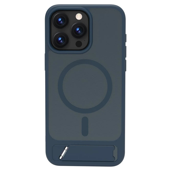 LEREACH Le-Chic Series For iPhone 15 Pro Case Compatible with MagSafe Kickstand TPU + PC Phone Cover - Blue - 1
