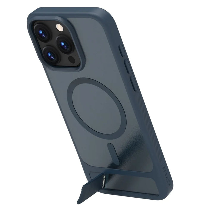 LEREACH Le-Chic Series For iPhone 15 Pro Case Compatible with MagSafe Kickstand TPU + PC Phone Cover - Blue - 3