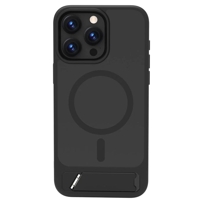 LEREACH Le-Chic Series For iPhone 15 Pro Max Case Compatible with MagSafe Kickstand TPU + PC Phone Cover - Black - 1