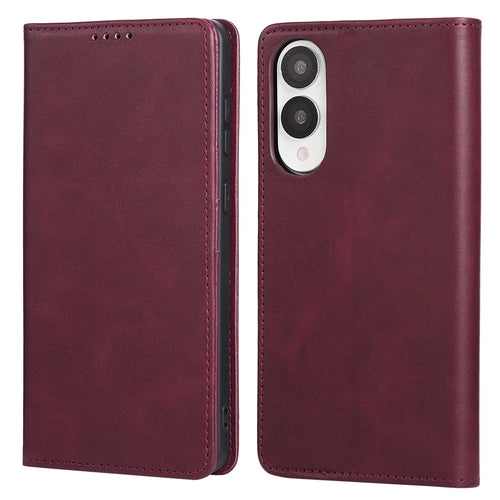 For Samsung Galaxy S25 Edge Case RFID Blocking PU Leather Phone Wallet Cover - Wine Red - 1
