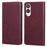 For Samsung Galaxy S25 Edge Case RFID Blocking PU Leather Phone Wallet Cover - Wine Red - 1