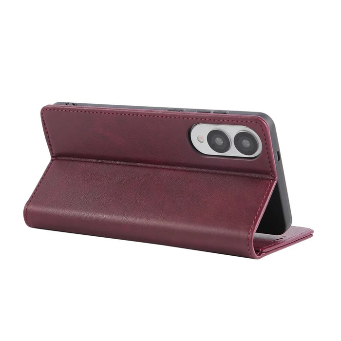 For Samsung Galaxy S25 Edge Case RFID Blocking PU Leather Phone Wallet Cover - Wine Red - 3