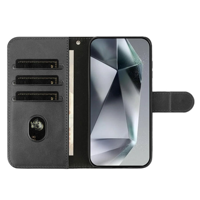 Stand Case for iPhone 18 Pro Max / 17 Pro Max PU Leather Wallet Phone Cover S Shape Stitching Design with Strap - Black - 2