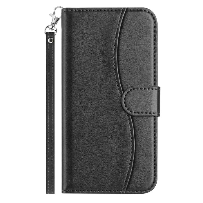 Stand Case for iPhone 18 Pro Max / 17 Pro Max PU Leather Wallet Phone Cover S Shape Stitching Design with Strap - Black - 6