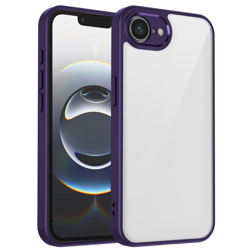 For iPhone 17e / 16e Case Matte Skin Touch Clear PC + TPU Shockproof Phone Back Cover - Purple - 1