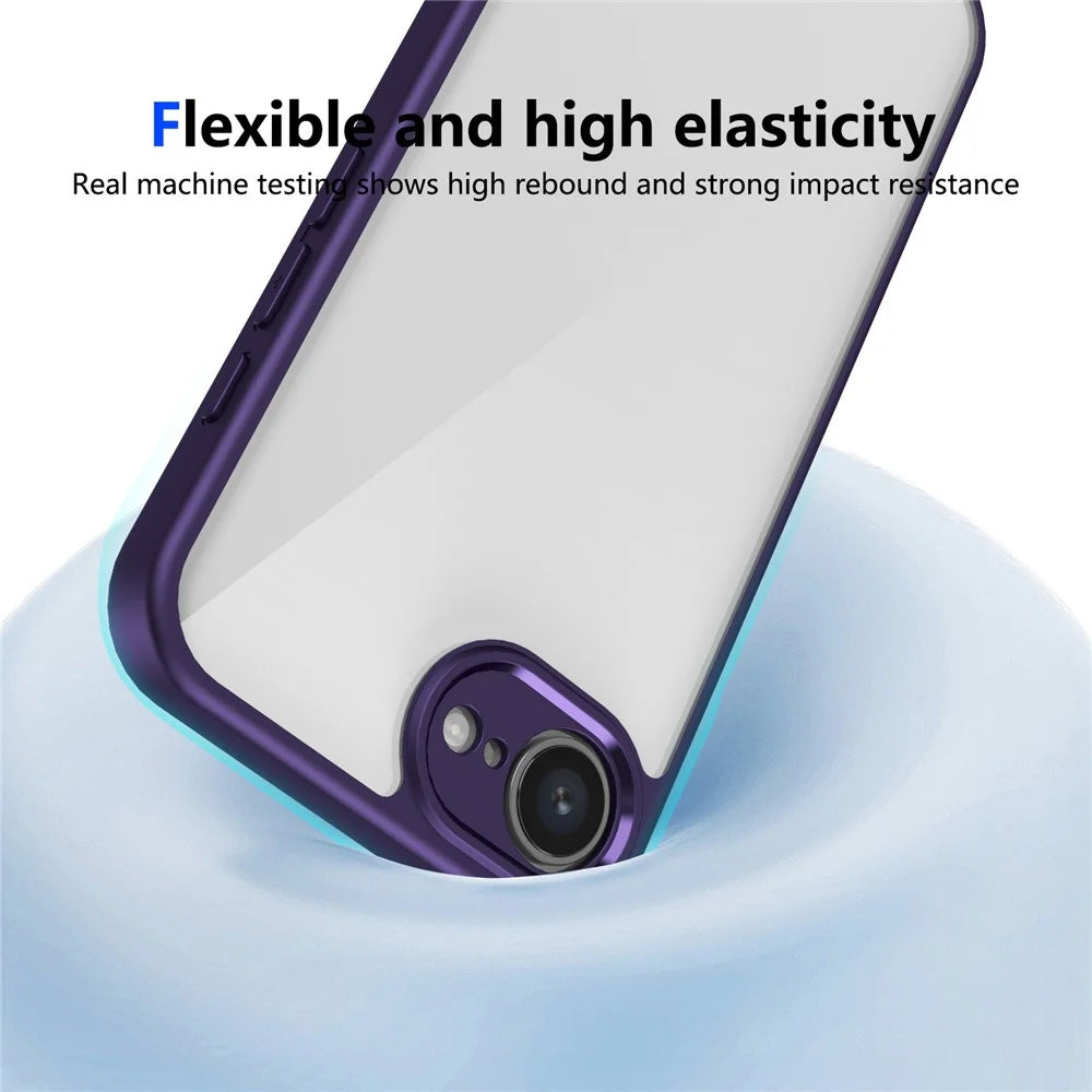 For iPhone 17e / 16e Case Matte Skin Touch Clear PC + TPU Shockproof Phone Back Cover - Purple - 3