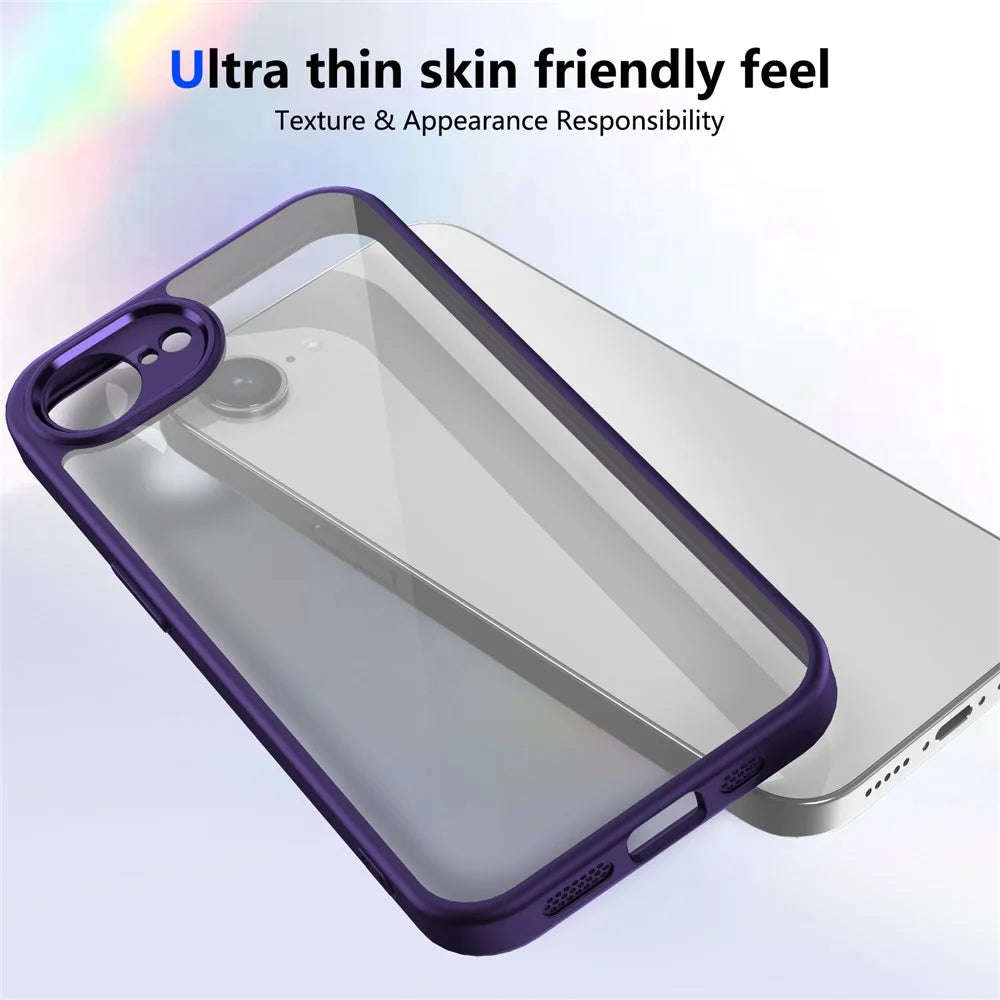 For iPhone 17e / 16e Case Matte Skin Touch Clear PC + TPU Shockproof Phone Back Cover - Purple - 5