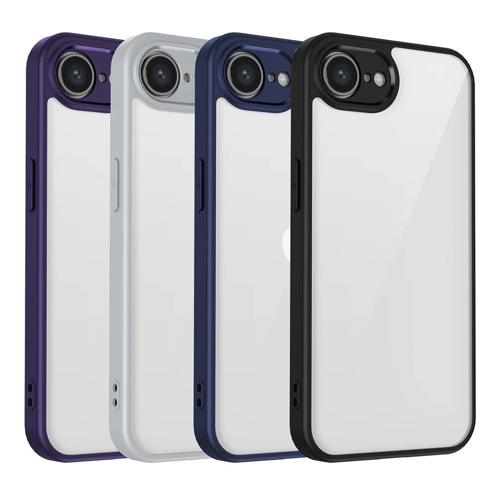 For iPhone 17e / 16e Case Matte Skin Touch Clear PC + TPU Shockproof Phone Back Cover - Purple - 7