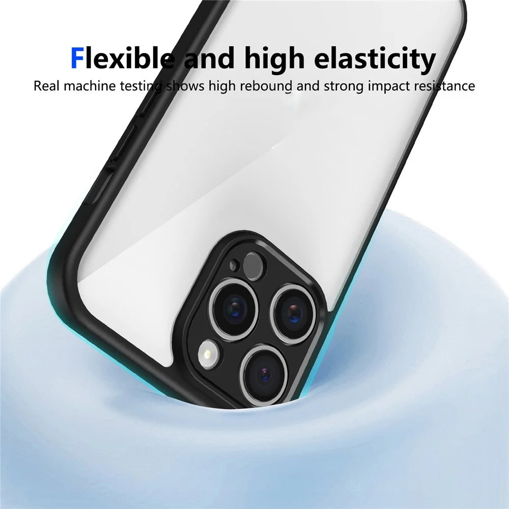 For iPhone 15 Pro Max Case Matte Skin Touch Clear PC + TPU Shockproof Phone Back Cover - Black - 3