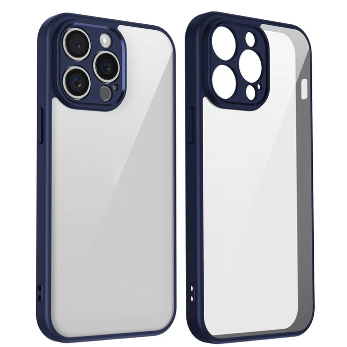 For iPhone 15 Pro Case Matte Skin Touch Clear PC + TPU Shockproof Phone Back Cover - Blue - 2
