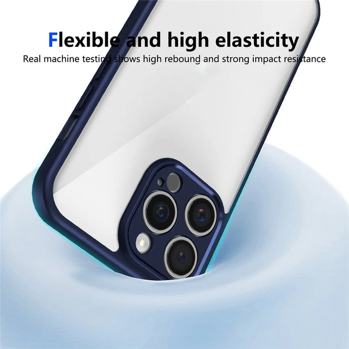 For iPhone 15 Pro Case Matte Skin Touch Clear PC + TPU Shockproof Phone Back Cover - Blue - 3