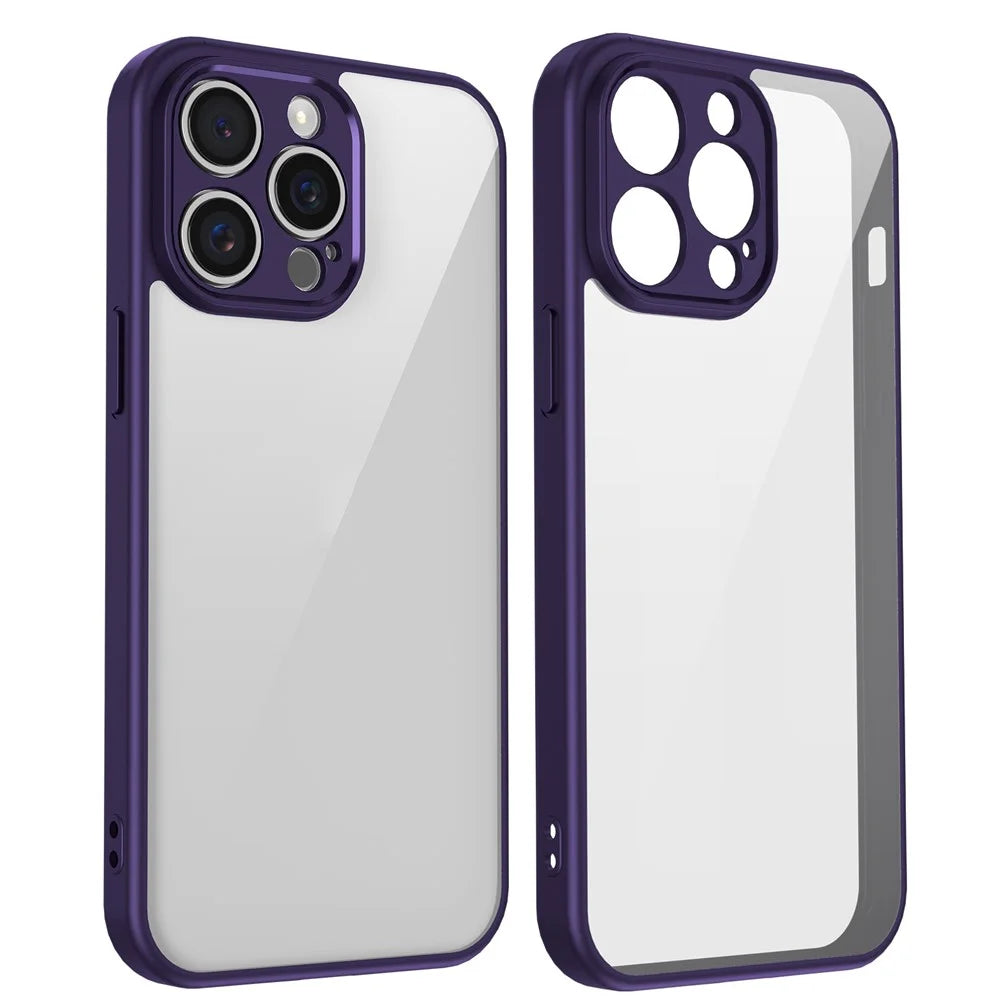 For iPhone 14 Pro Max Case Matte Skin Touch Clear PC + TPU Shockproof Phone Back Cover - Purple - 2